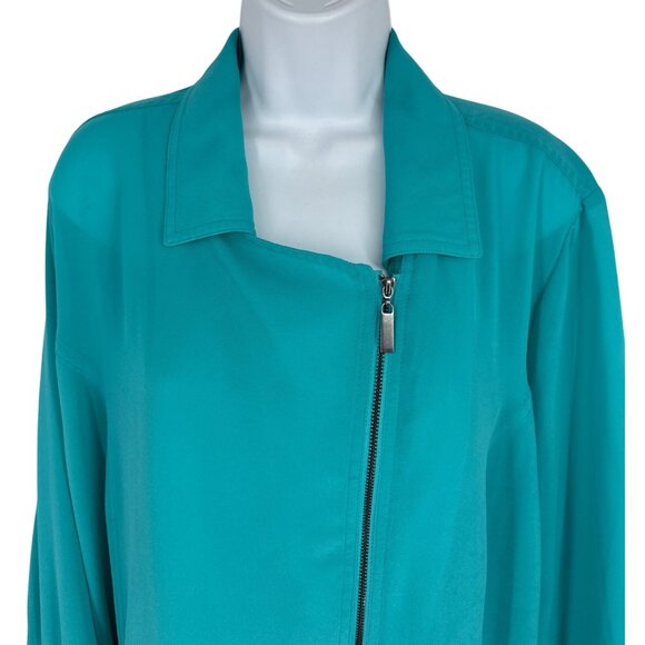 Catherines Womens Turquoise Lightweight Zip-Front Jacket Size 2X 22/24W - Picture 2 of 7